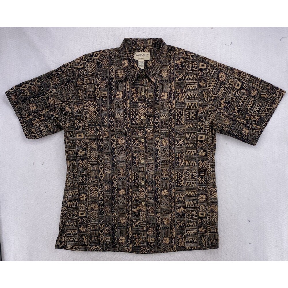 Cooke Street Honolulu Hawaiian Shirt Mens XL Tribal Floral Aloha Camp Cruise